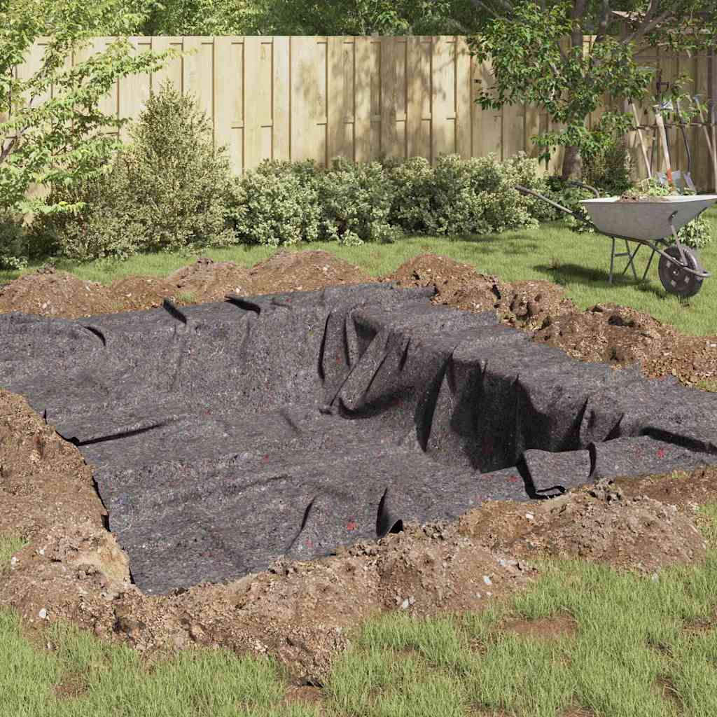 Vidaxl vijver vlies grijs 1 x 10 m polyester en katoen