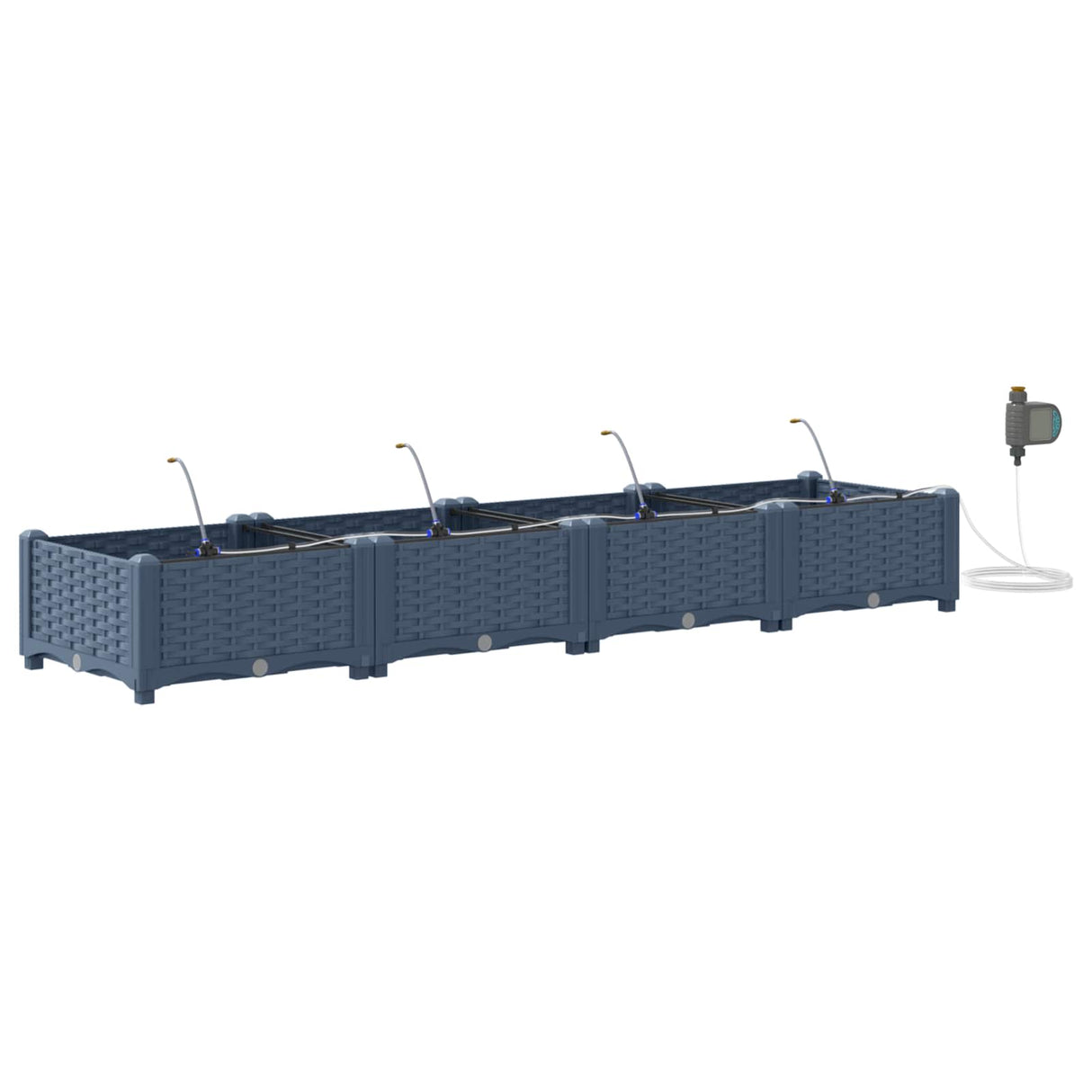 Vidaxl tuin bloempot 4 pcs grijs 120 x 120 x 142 cm staal