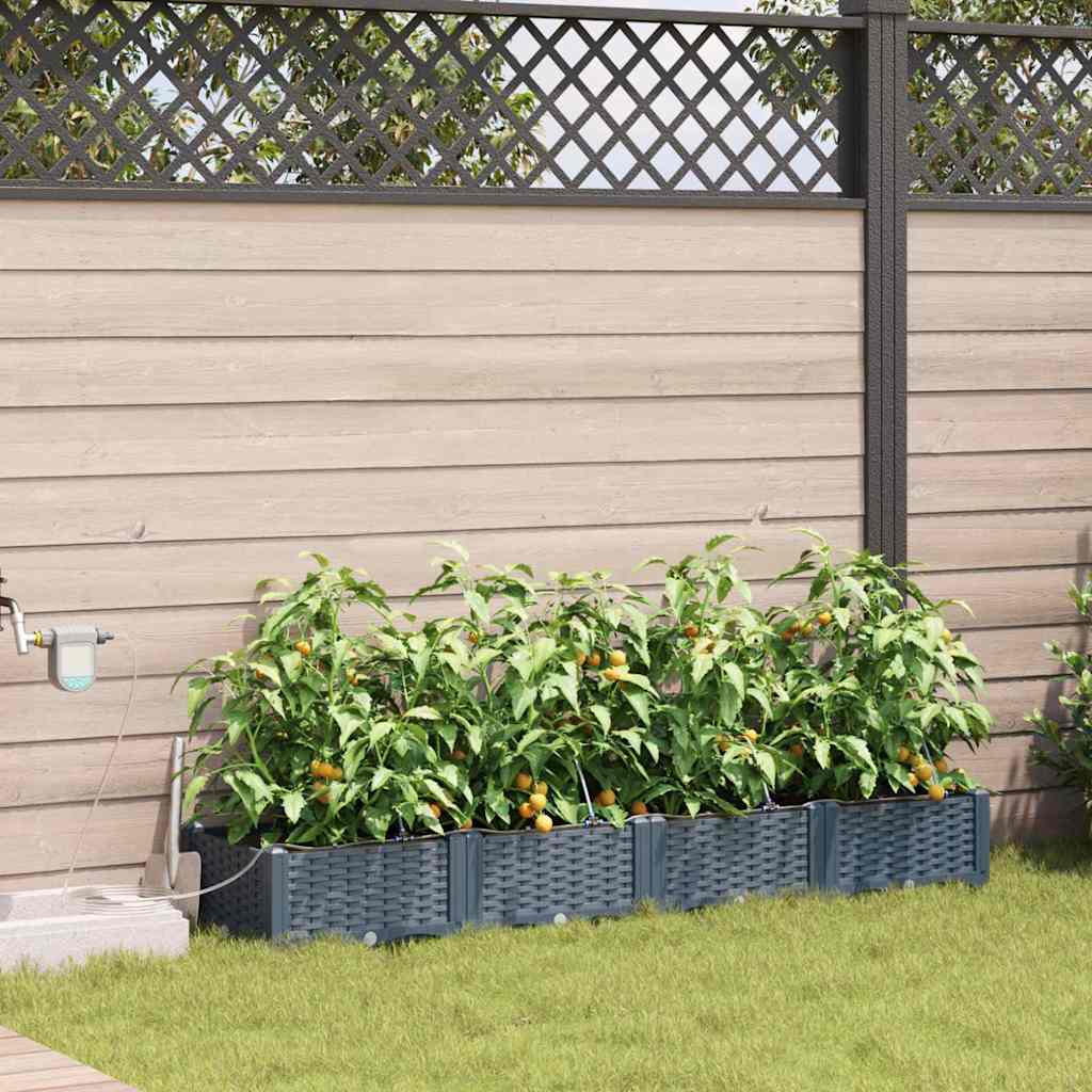 Vidaxl tuin bloempot 4 pcs licht grijs staal