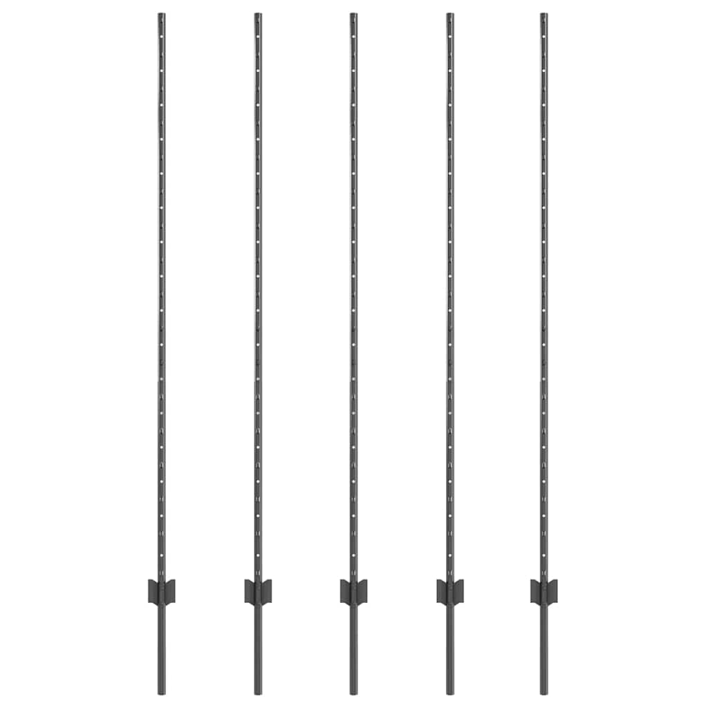 Vidaxl afrasteringspaal 5 pcs grijs 150 cm staal