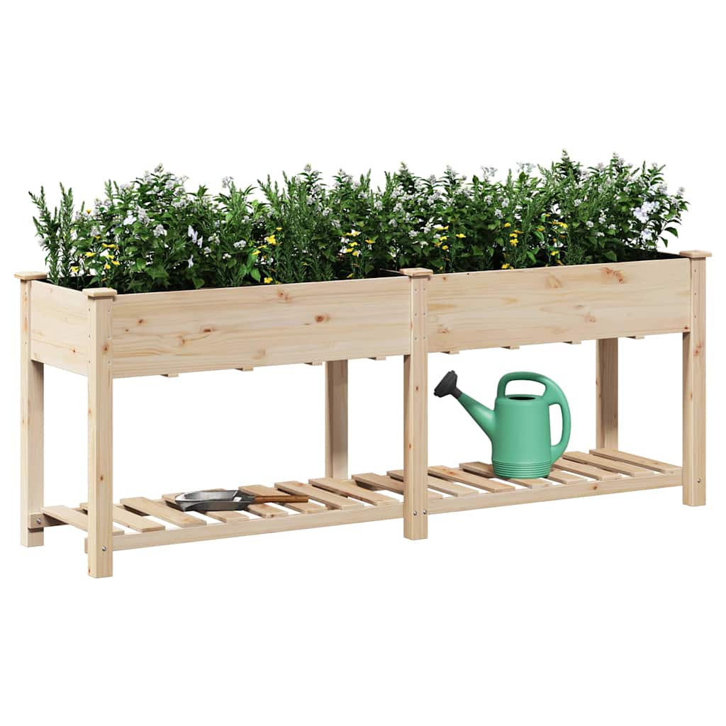 Vidaxl tuin bloempot beige 203 x 53 x 76,5 cm massief vurenhout