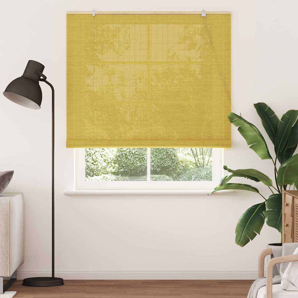 Vidaxl rolgordijn met gordijnen geel 140 x 220 cm bamboe