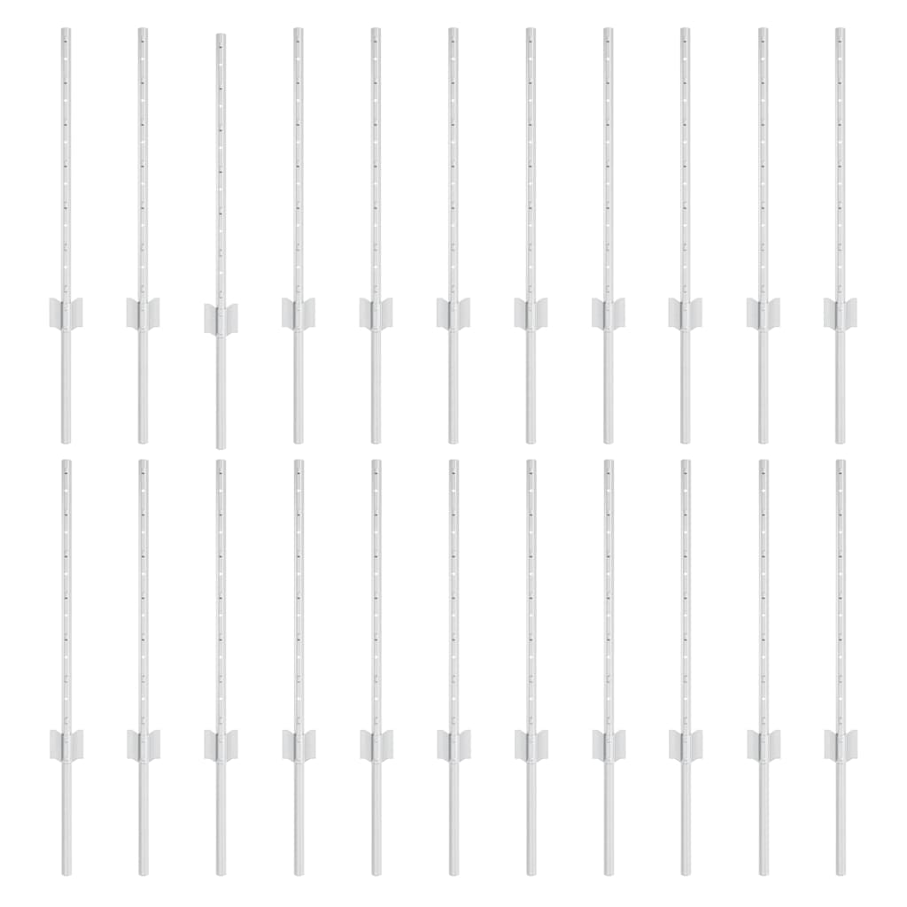 Vidaxl afrasteringspaal 22 pcs zilver 100 cm staal