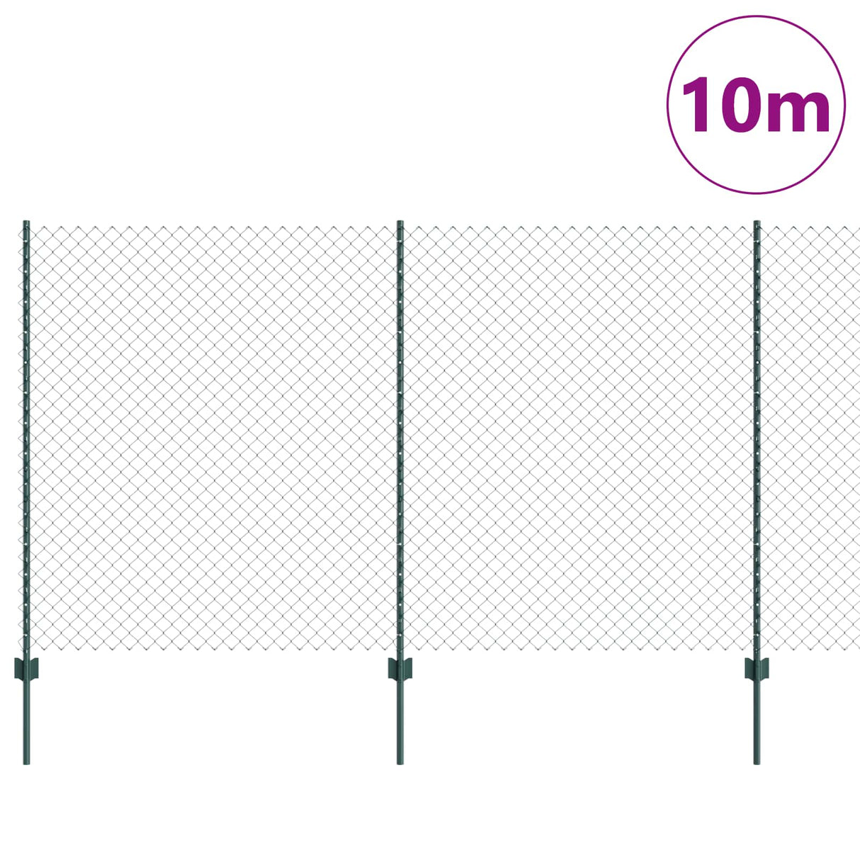 Vidaxl hek met paal groen 1,4 x 10 m staal en pvc