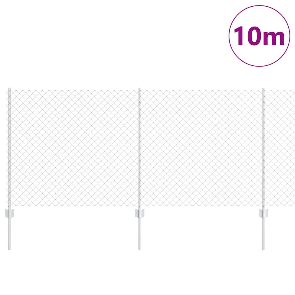Vidaxl hek met paal zilver 1 x 10 m staal