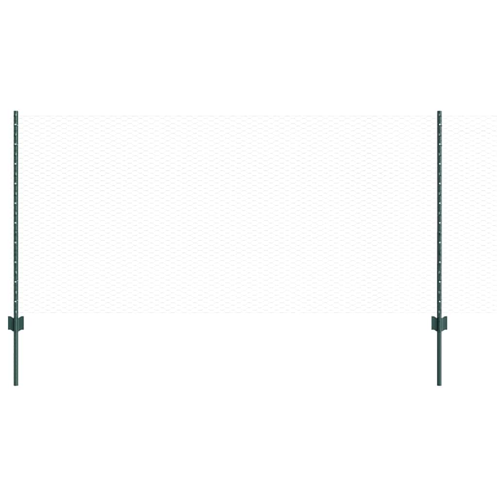 Vidaxl hek met paal groen 1 x 10 m staal en pvc