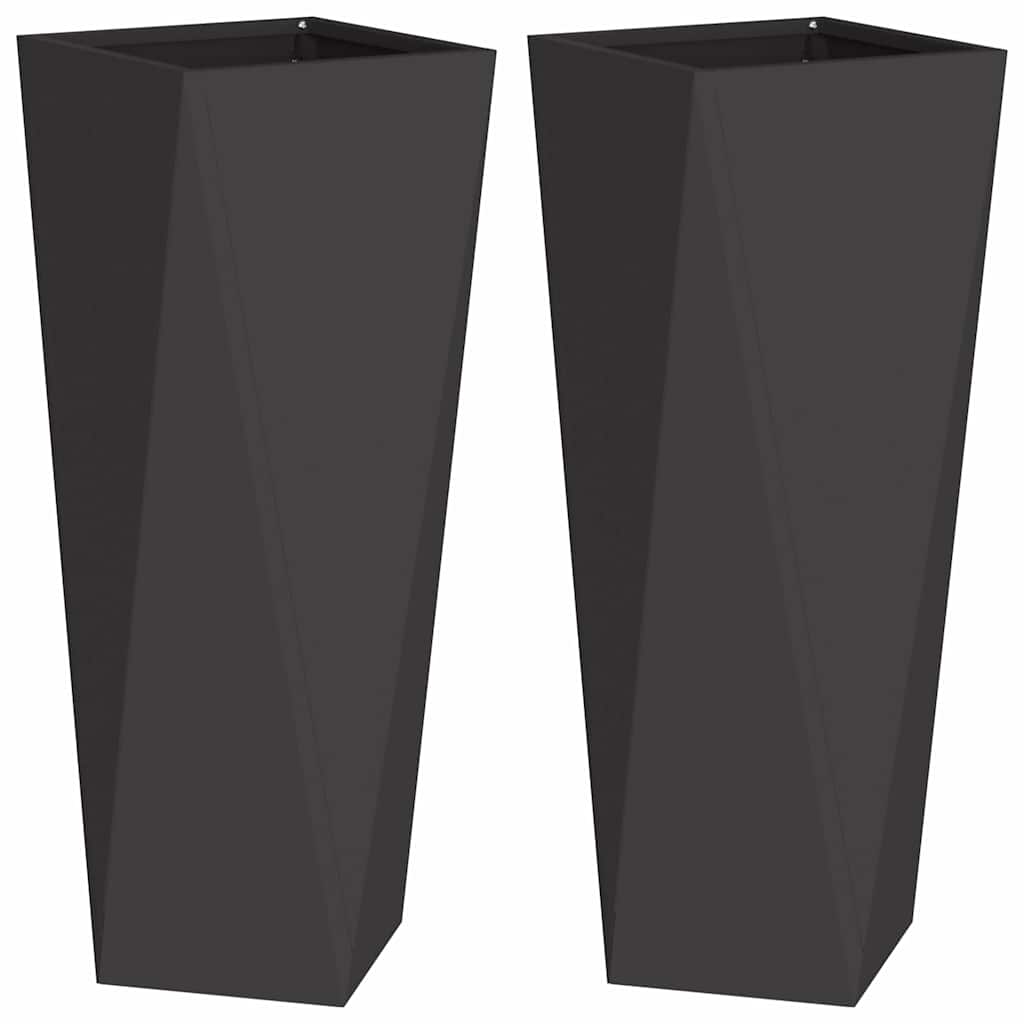 Vidaxl plantenbak 2 pcs zwart 30 x 30 x 75 cm staal