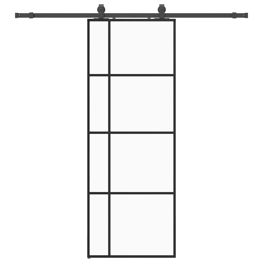 Vidaxl schuifdeur met beslagset 76x205 cm esg glas zwart