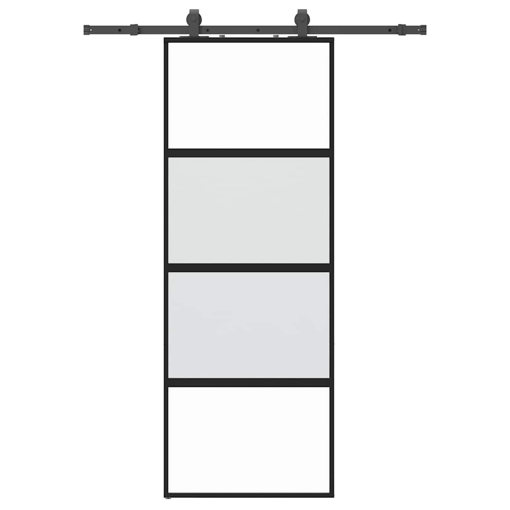 Vidaxl schuifdeur met beslagset 76x205 cm gehard glas zwart