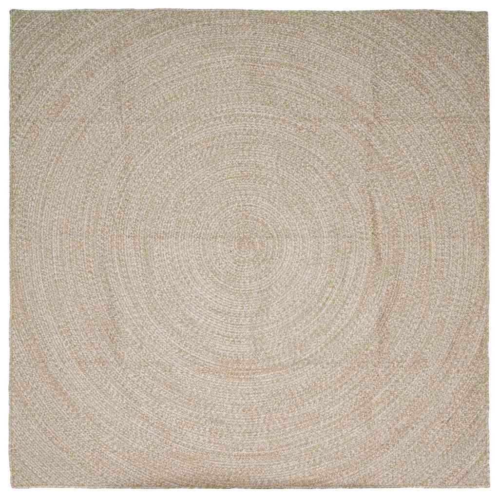 Vidaxl vloerkleden vierkant natuurlijk en wit 240 x 240 cm jute