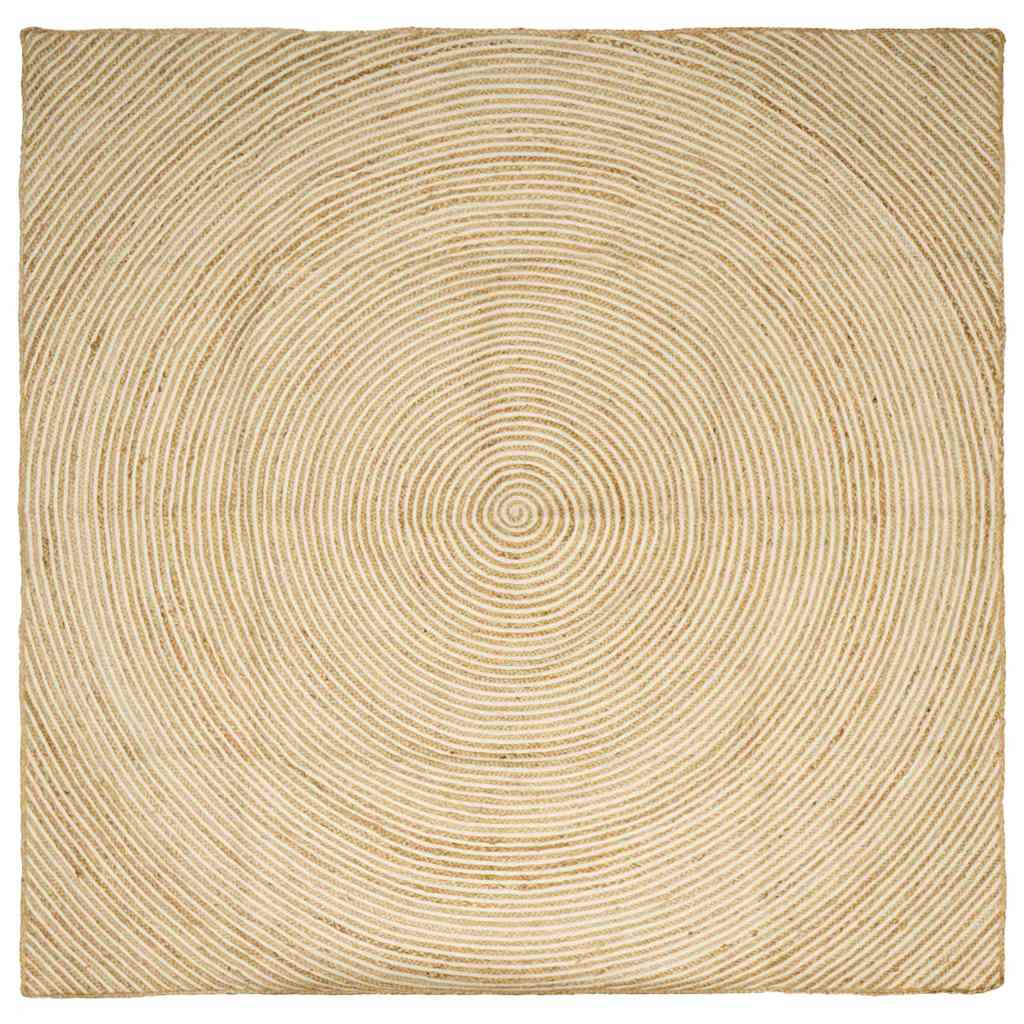 Vidaxl vloerkleed natuurlijk en wit 240 x 240 cm jute