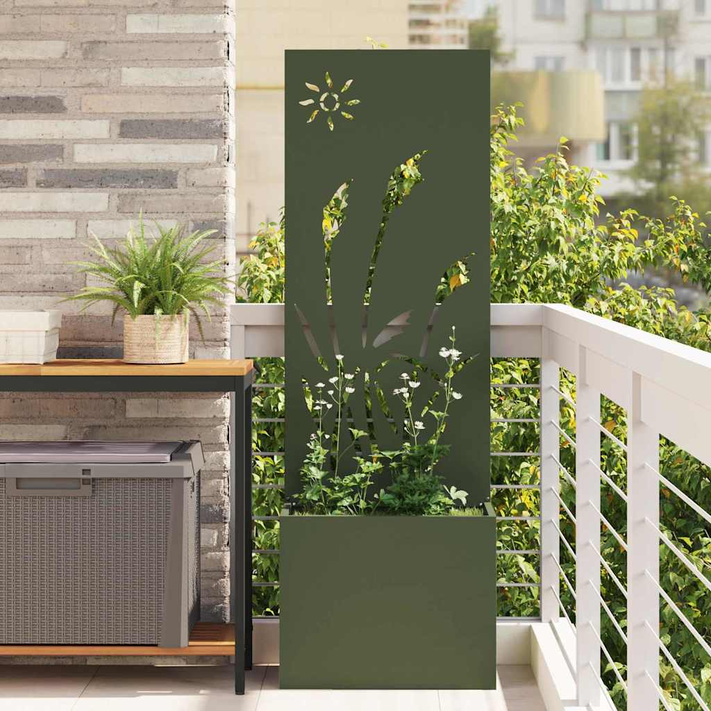 Vidaxl tuin privacy screen olijfgroen 50 x 140 cm koudgewalst staal