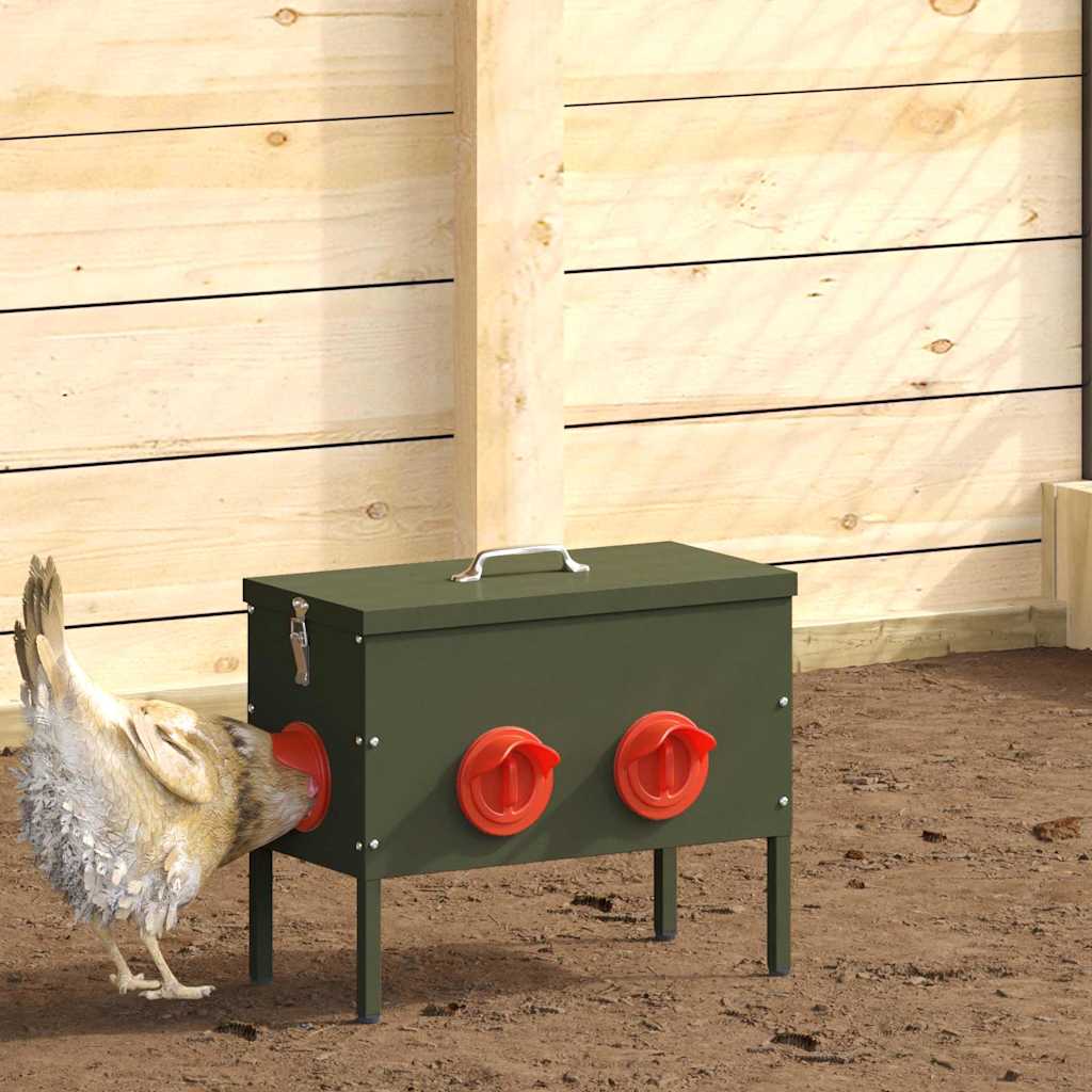 Vidaxl kip voerbak 2 pcs olijf groen 41,5 x 20,5 x 33 cm