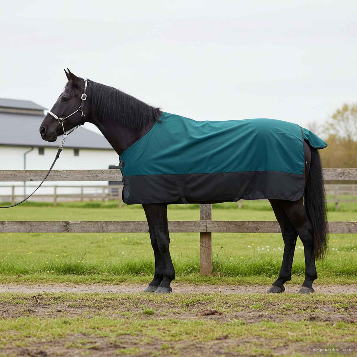 Vidaxl paardendeken donkergroen en zwart 125 cm polyester