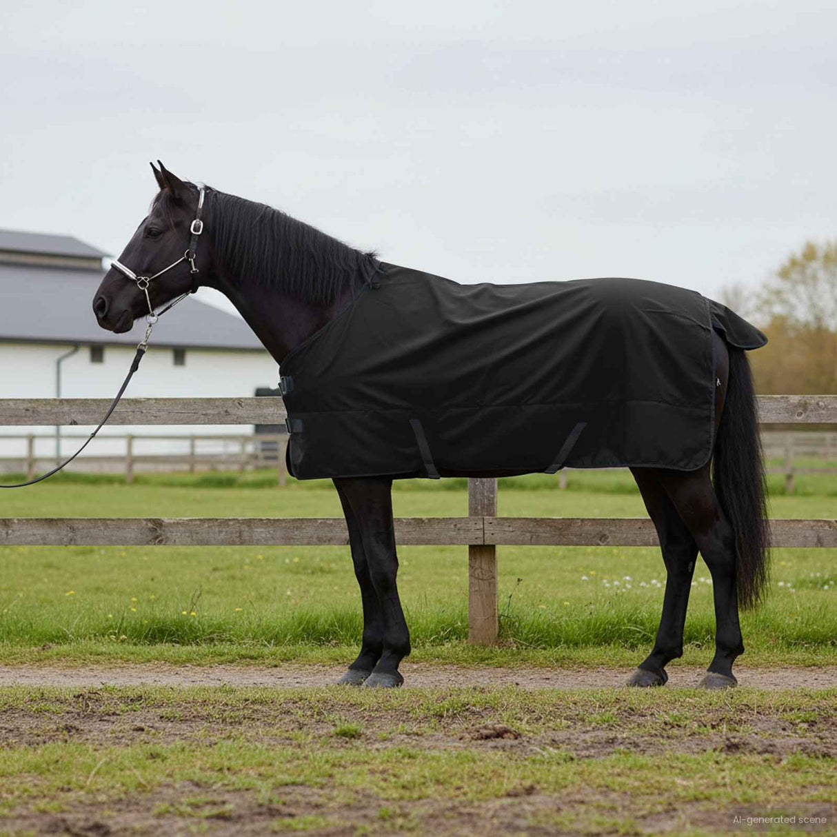 Vidaxl paardendeken donkergroen en zwart 115 cm polyester