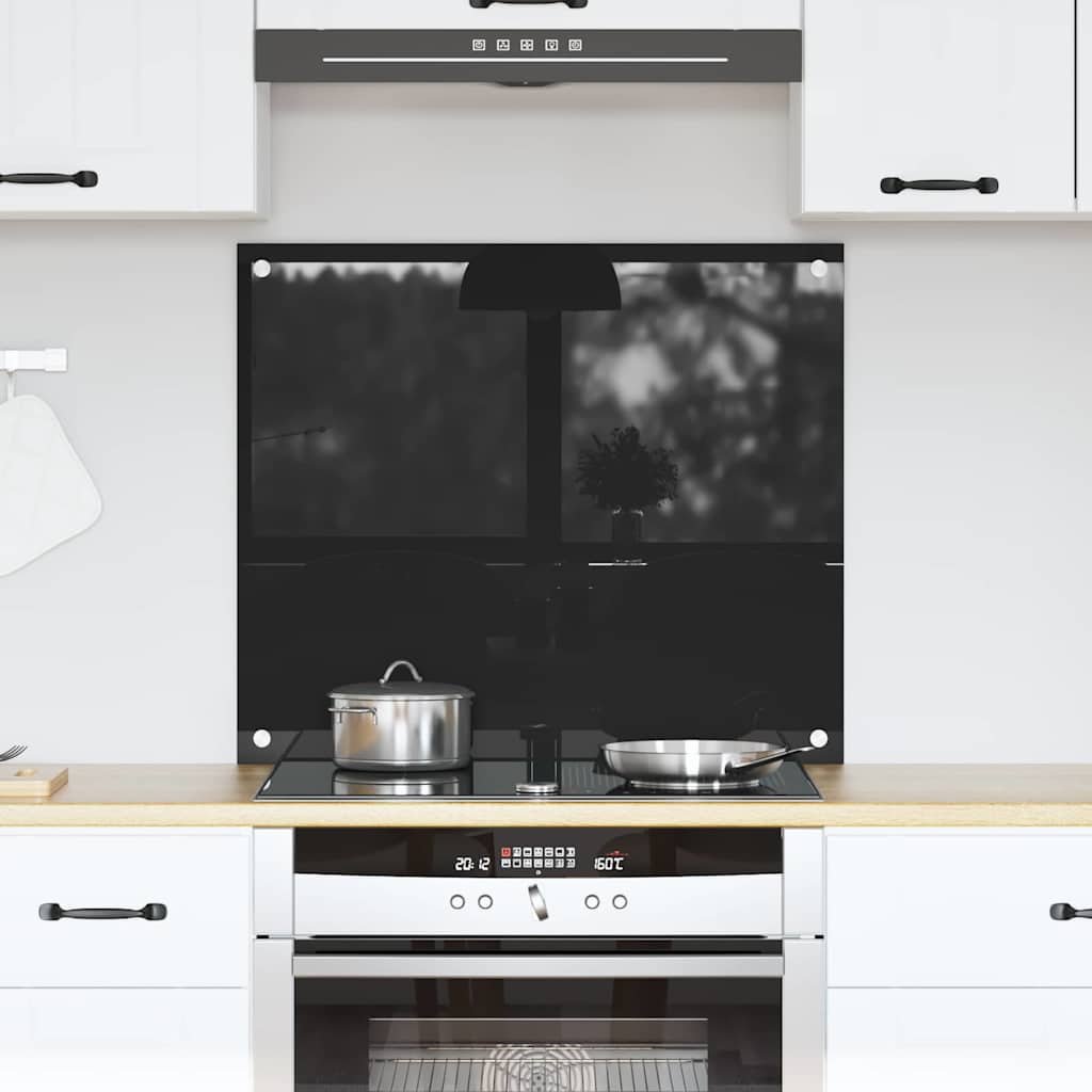 Vidaxl keuken achterwand zwart 70 x 60 cm gehard glas