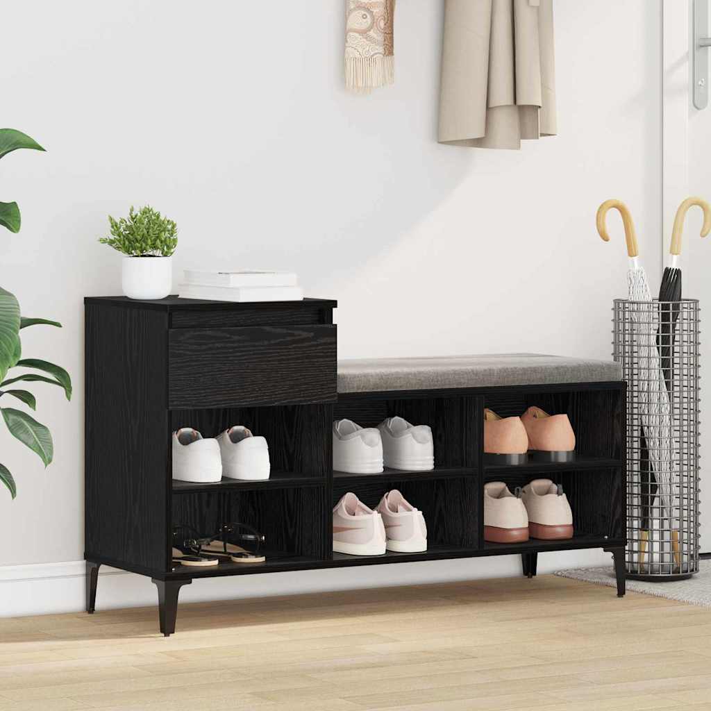 Vidaxl schoenenkast met lade zwart eiken 102 x 36 x 60 cm bewerkt hout