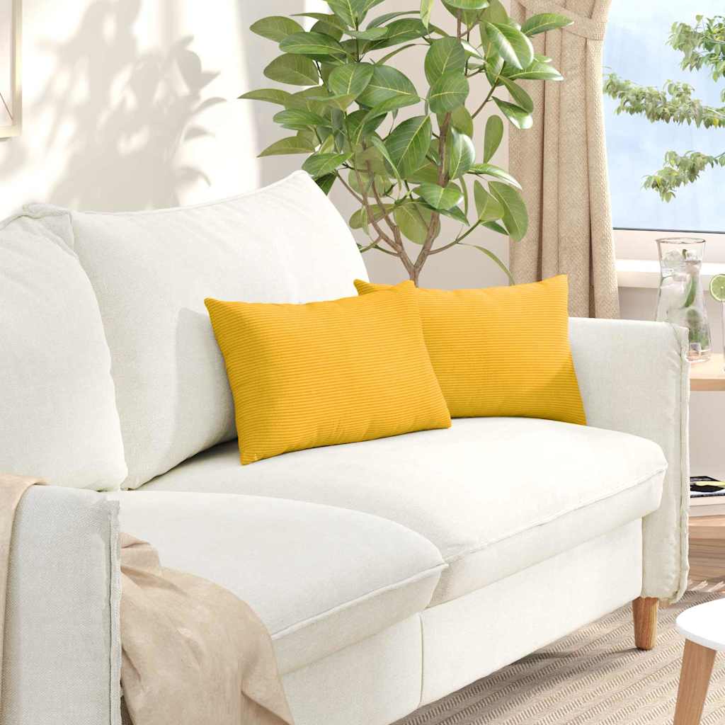 Vidaxl sofa kussens 2 stuks lichtgeel 50 x 30 cm cordstof