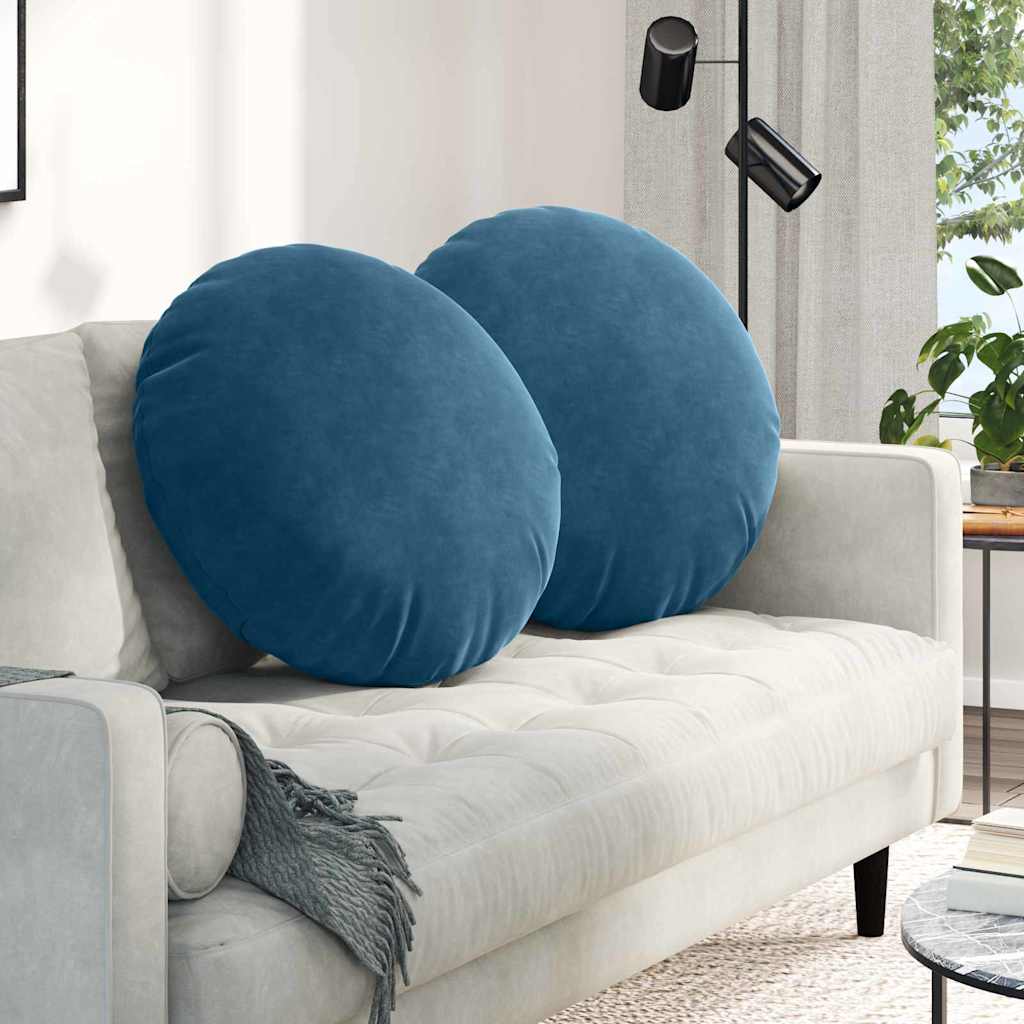 Vidaxl zitkussens 2 stuks blauw ø 40 x 13 cm fluweel