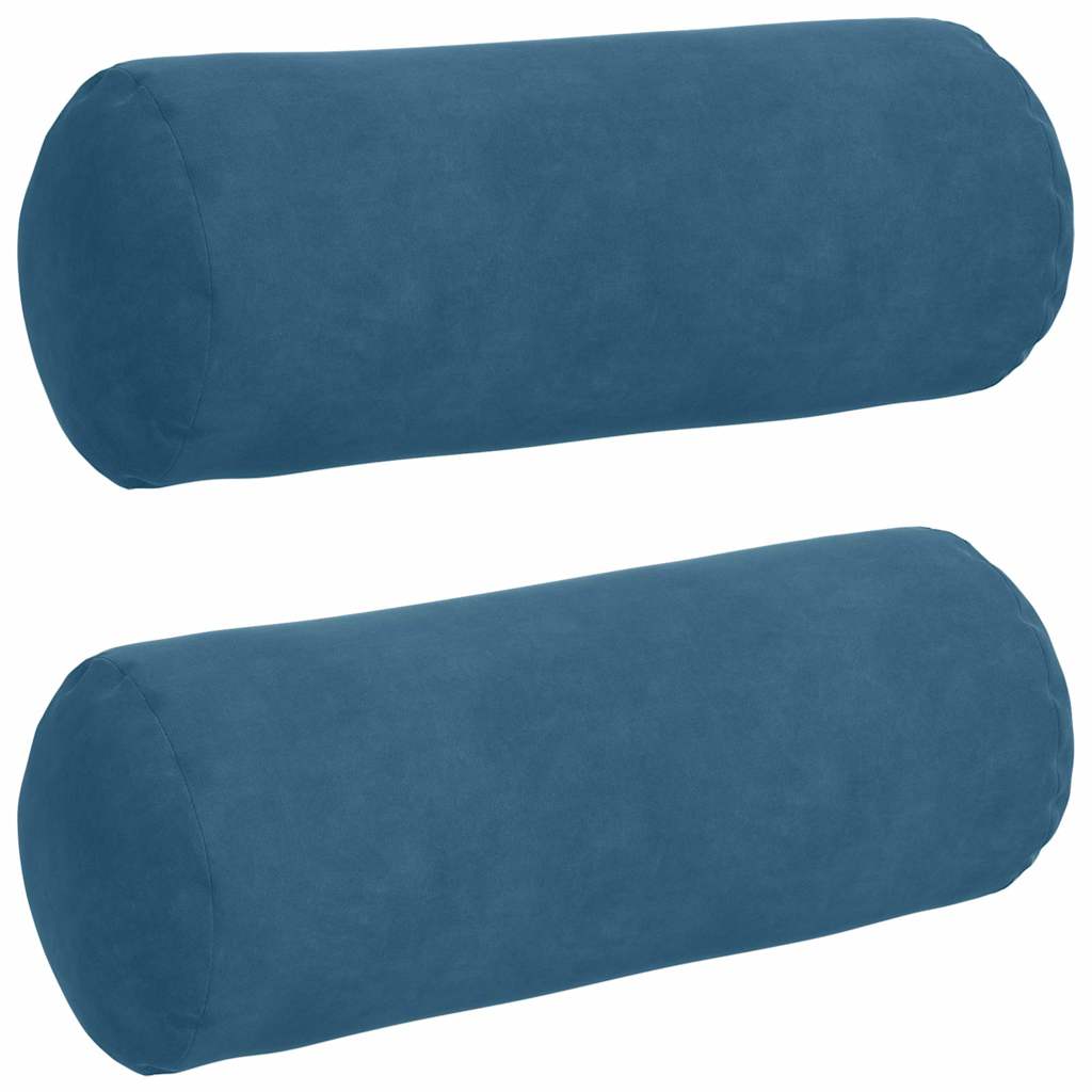 Vidaxl bolster kussens 2 stuks blauw ø 15 x 40 cm cordstof