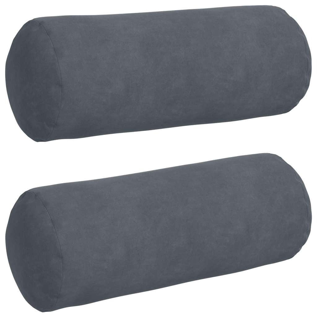 Vidaxl bolster kussens 2 stuks donkergrijs ø 15 x 40 cm cordstof