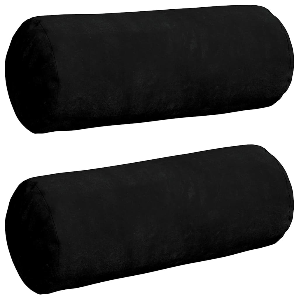 Vidaxl bolster kussens 2 stuks zwart ø 15 x 40 cm microvezel stof