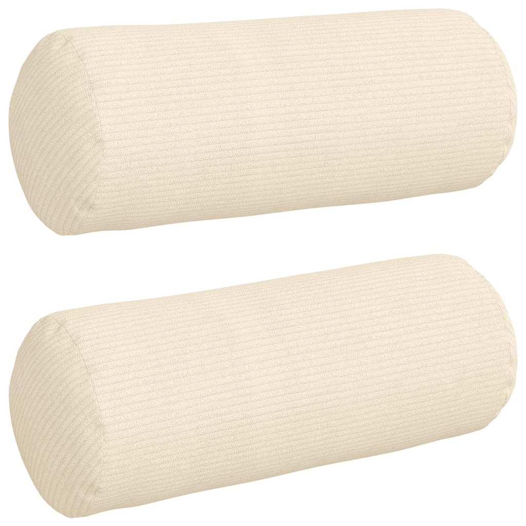 Vidaxl bolster kussens 2 stuks crème ø 15 x 40 cm cordstof