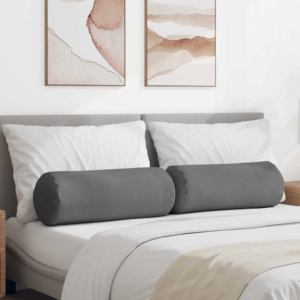 Vidaxl bolster kussens 2 stuks donkergrijs ø 25 x 70 cm microvezel stof