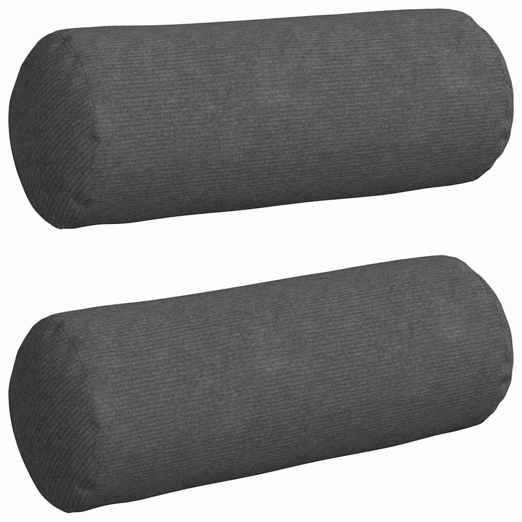 Vidaxl bolster kussens 2 stuks donkergrijs ø 25 x 70 cm cordstof