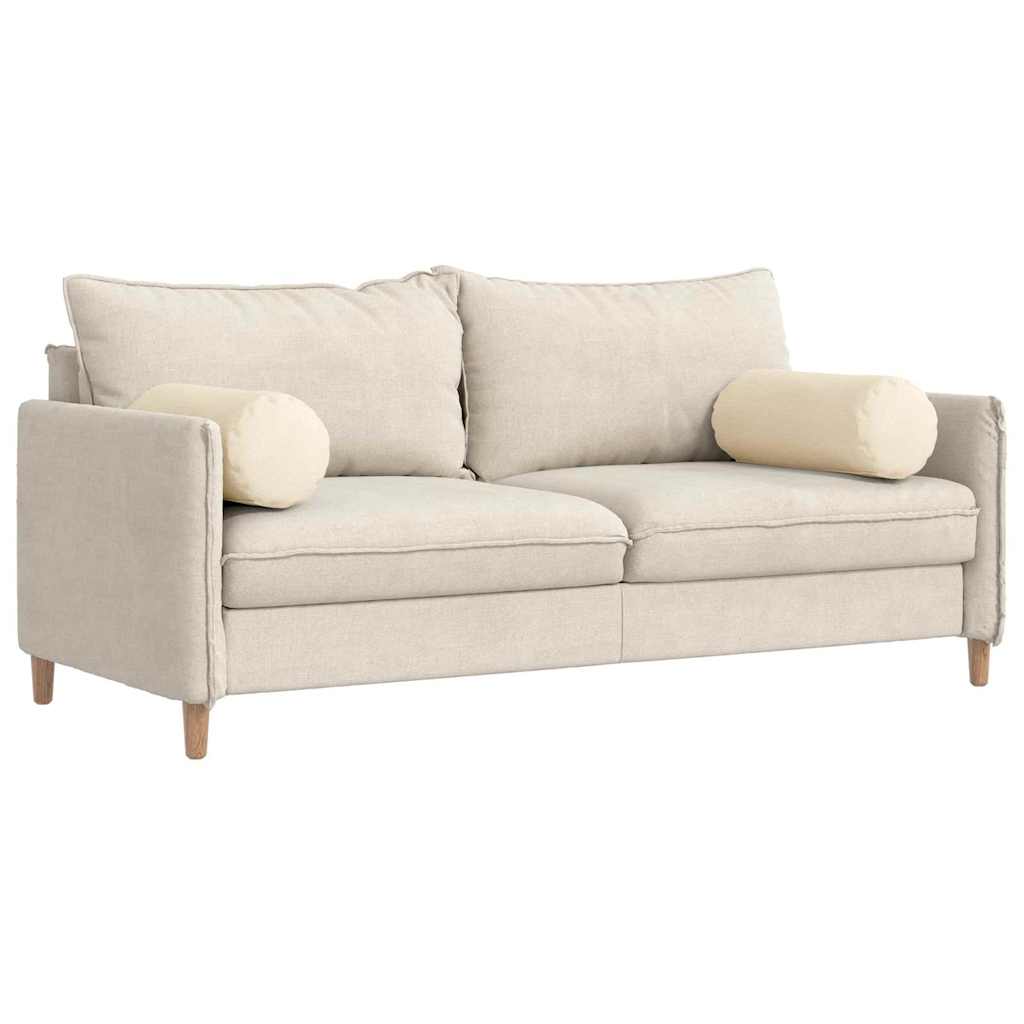 Vidaxl bolster kussens 2 stuks crème ø 25 x 70 cm cordstof