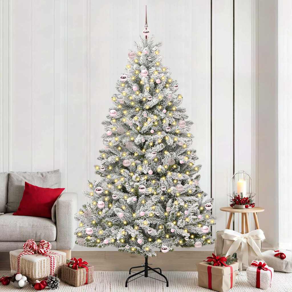 Vidaxl kunstkerstboom met 300 led groen en wit 240 cm pvc en metaal
