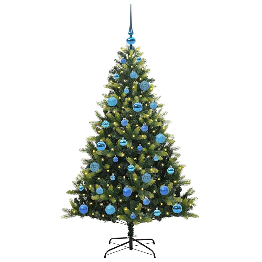 Vidaxl kunstkerstboom met scharnier 150 leds groen 150 cm pvc en pe