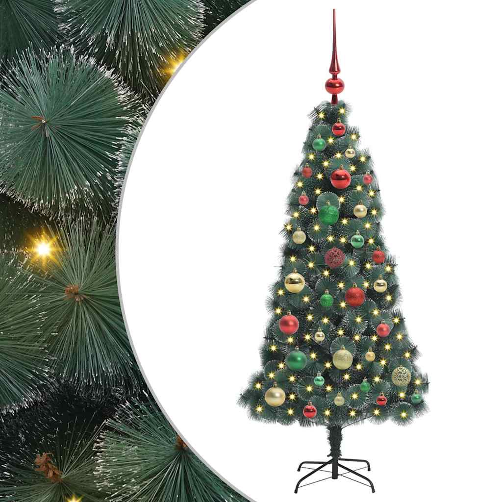 Vidaxl kunstmatige voorverlichte kerstboom met ballenset groen 120 cm