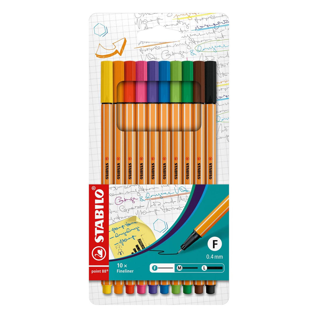 Stabilo point 88 – premium fineliners – etui met 10 verschillende kleuren