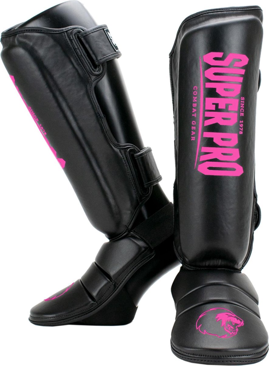 Super pro combat gear scheenbeschermer protector zwart roze medium