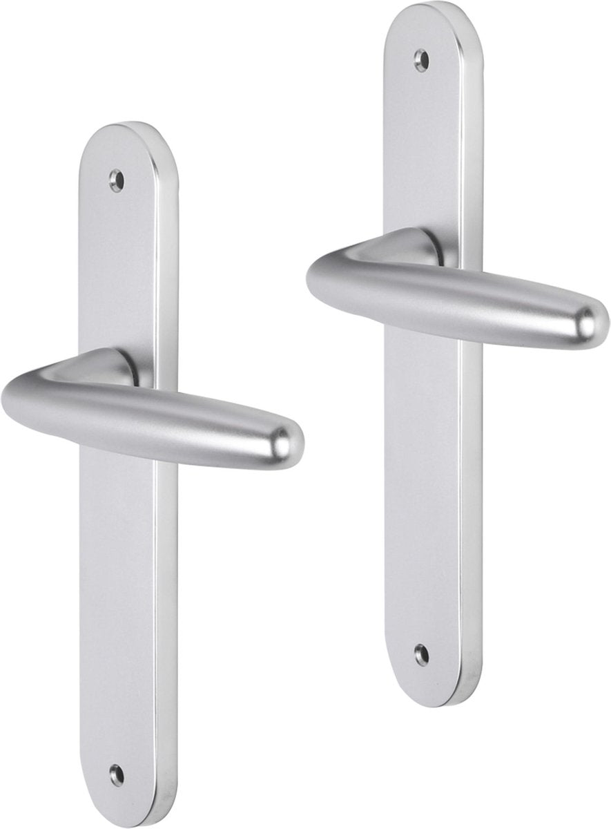 Impresso deurkruk - cambridge - voor binnen - ovaal deurschild met schroeven - aluminium - 2 stuks