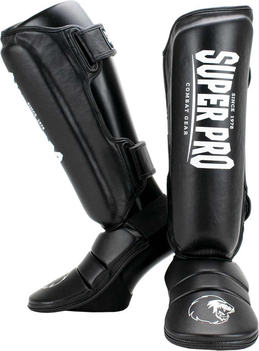 Super pro combat gear scheenbeschermer protector zwart wit large
