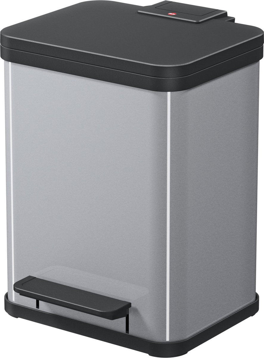 Hailo öko duo plus prullenbak - 2 x 9 l - zilver