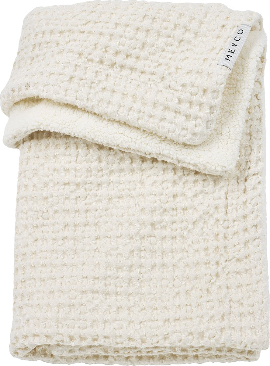 Meyco baby wafel teddy ledikant deken - nature - 100x150cm - 2.0 tog