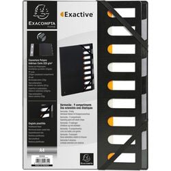 Sorteermap exacompta 55334e pp 220g m2 24x32cm zwart 9 vakken harmonicarug