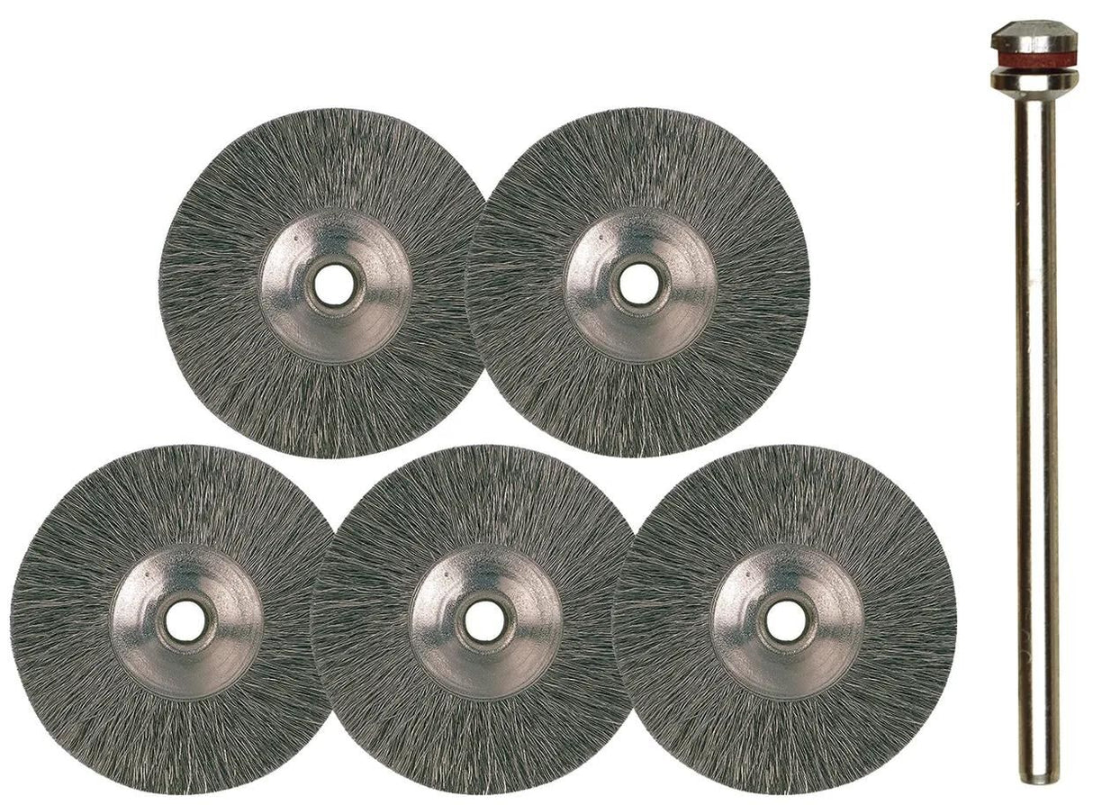 Proxxon stahldrahtrundbürstensatz round brush set steel d=22mm 5 pcs.