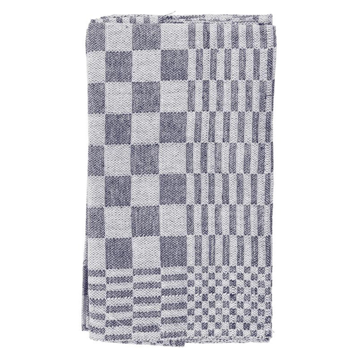 Theedoeken geblokt 60x65 blauw pak a 6 st.