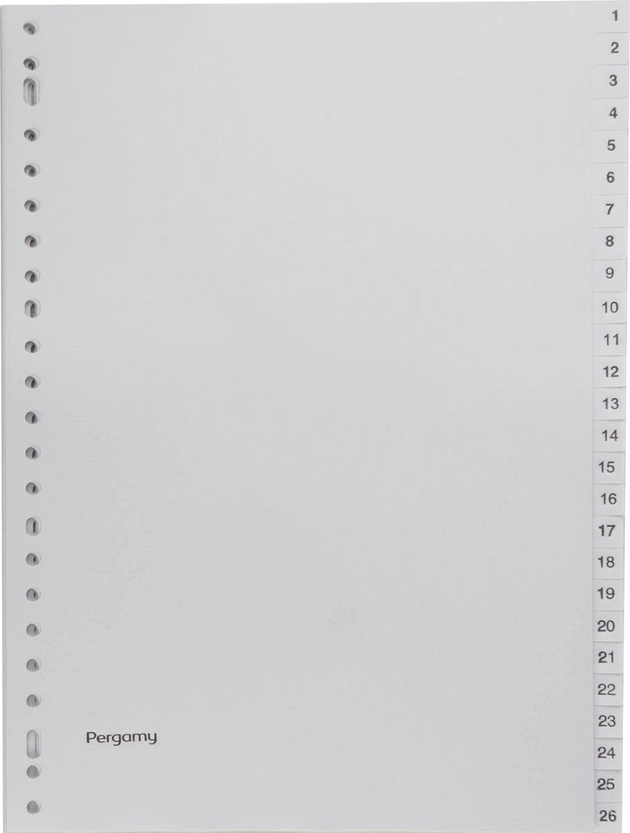 Pergamy tabbladen, ft a4, 23-gaatsperforatie, grijze pp, set 1-52