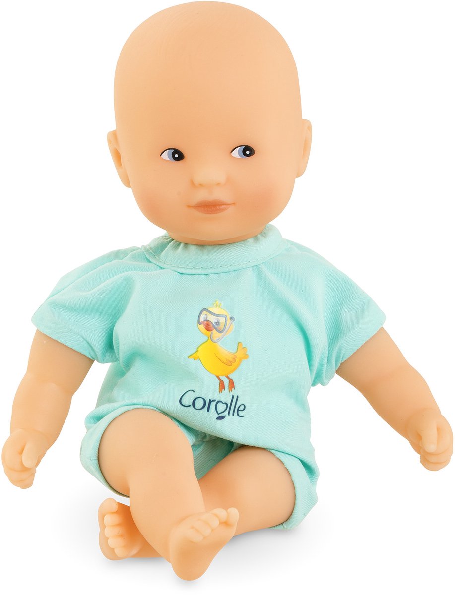 Corolle babypop blauw - mini badpop 20cm voor kinderen.