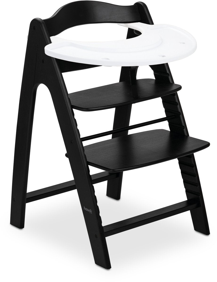 Hauck kinderstoel set arketa n play - houten kinderstoel met speelblad - fsc®-gecertificeerd beukenhout - blackwashed