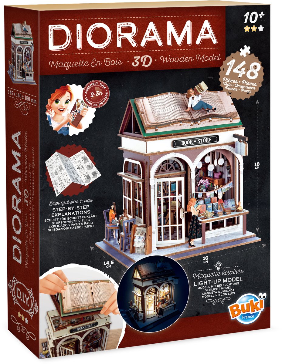 Buki france buki - modelbouwpakket - diorama - hout - thema bibliotheek