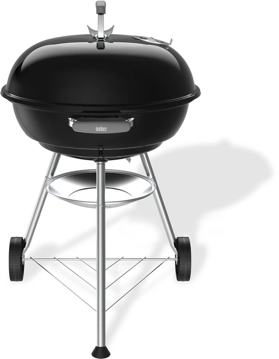 Weber compact kettle - ø 57 cm grillrooster - houtskoolbarbecue - zwart - asopvangschaal - 2 duurzame, weerbestendige wielen - handige dekselhaak - kras- en roestbestendig