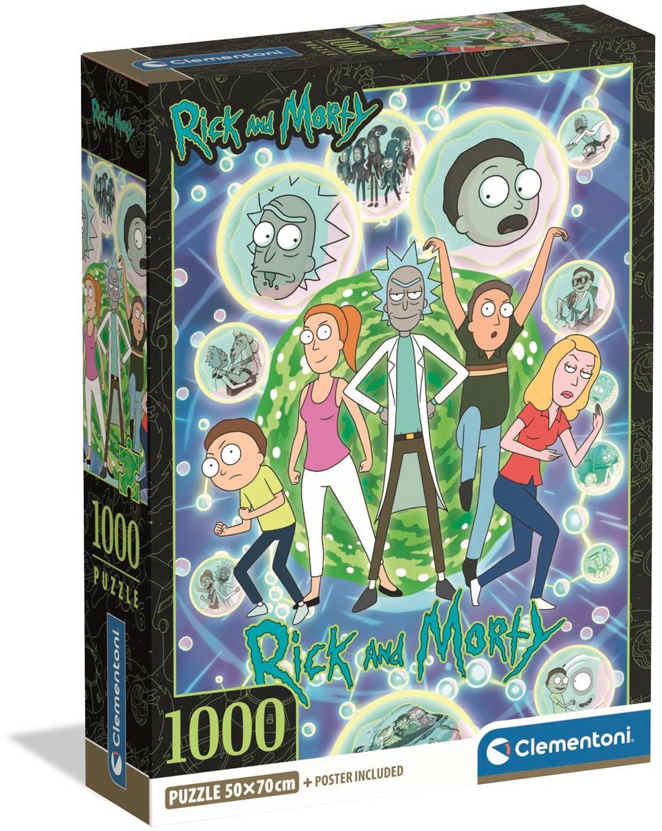 Clementoni legpuzzel rick morty 1000 stukjes voor volwassenen.