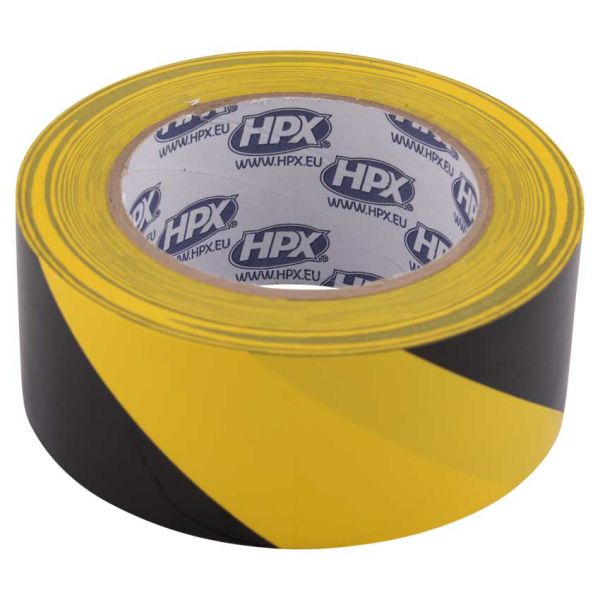 Hpx producten zelfklevende afzettape geelzwart 50mm x 33m