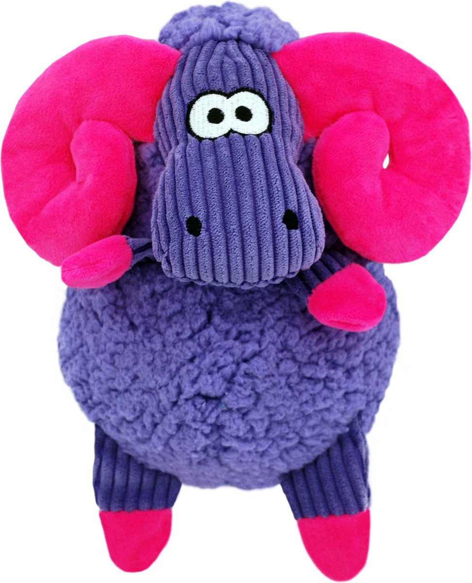 Kong sherps floofs hondenspeeltje schaap met roze hoorns - paars pluche